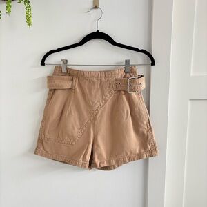 Urban Outfitters Womens Khaki High Waisted Belted Shorts Crisscross Skort Look 0